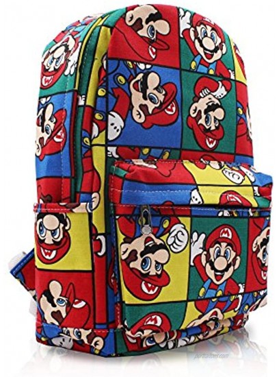Finex Super Mario Brother Bros Canvas Casual Daypack with 15 in Laptop Storage Compartment