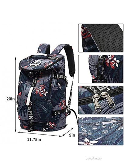 Floral Gym Duffle Bag Backpack 4 ways for Women Waterproof with Shoes Compartment for travel Sport Hiking laptop College Lightweight Kalesi