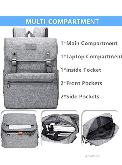 HFSX Backpack Bookbags Laptop Backpack for Women Men Vintage Backpack College Backpack Travel Bookbag Laptop Bookbags with USB Charging Port Gray Backpacks Fits 15.6 inch Notebook