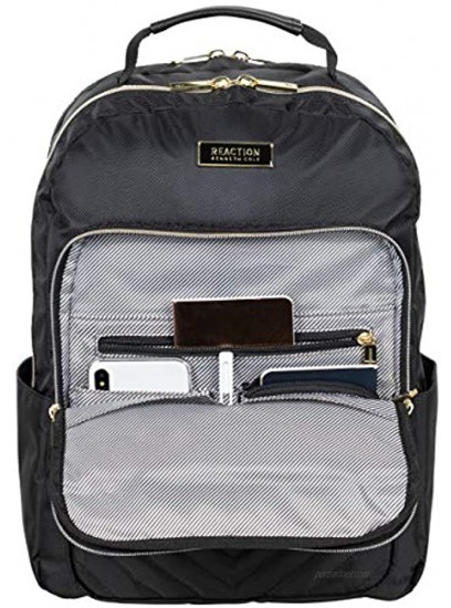 Kenneth Cole Reaction Women's Chelsea Backpack Chevron Quilted 15-Inch Laptop & Tablet Fashion Bookbag Daypack Black One Size