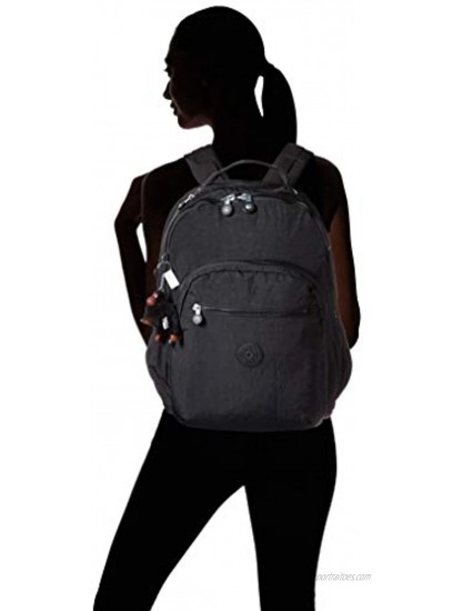 Kipling Women's Seoul Go XL Backpack Padded Adustable Backpack Straps Zip Closure Black Tonal