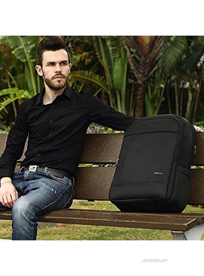 KOPACK Deluxe Black Water Resistant Laptop Backpack 17 Inch Travel Gear Bag Business Trip Computer Daypack KP512