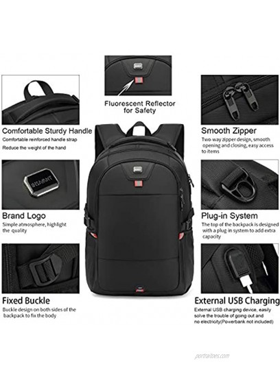 Laptop Backpack 17 Inch Water Resistant Backpacks Durable College Travel Daypack Anti Theft with USB Charging Port Best Gift for Men Women Boys Girls Students17 Inch Black