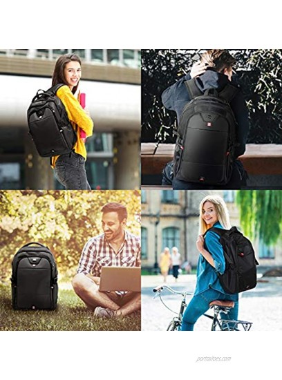 Laptop Backpack 17 Inch Water Resistant Backpacks Durable College Travel Daypack Anti Theft with USB Charging Port Best Gift for Men Women Boys Girls Students17 Inch Black