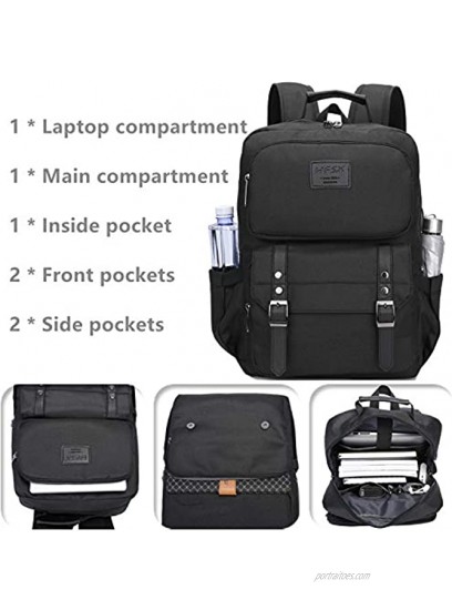 Laptop Backpack Women Men College Backpacks Bookbag Vintage Backpack Book Bag Fashion Back Pack Anti Theft Travel Backpacks with Charging Port fit 15.6 Inch Laptop Black