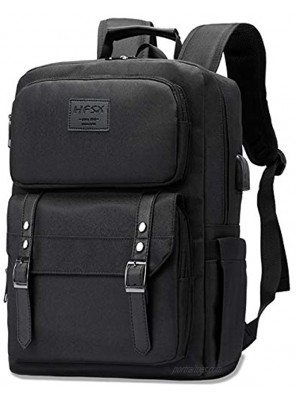 Laptop Backpack Women Men College Backpacks Bookbag Vintage Backpack Book Bag Fashion Back Pack Anti Theft Travel Backpacks with Charging Port fit 15.6 Inch Laptop Black