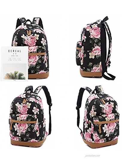 Lmeison Floral Backpack Bookbags with USB Charging Port Fit for 15.6 Laptop