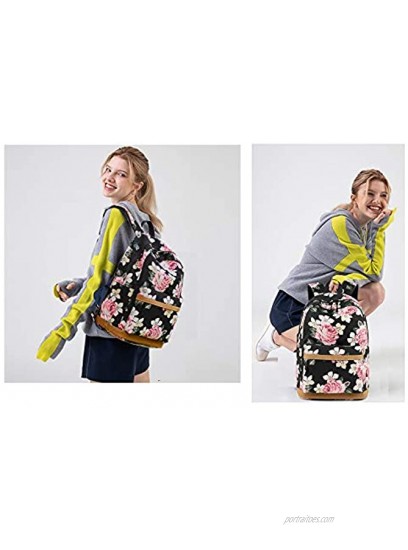 Lmeison Floral Backpack Bookbags with USB Charging Port Fit for 15.6 Laptop