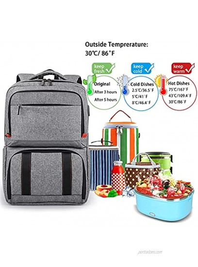 Lunch Backpack for Women Insulated Cooler backpack with lunch compartment College School Bookbag with USB Port Fits 15.6 Inch Laptop Waterproof Backpack Food Bag for Work Beach Camping Picnics