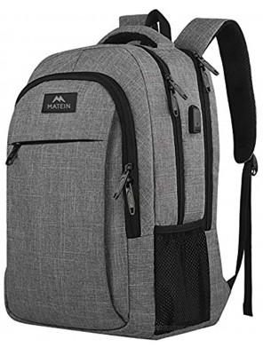 Matein Travel Laptop Backpack Business Anti Theft Slim Durable Laptops Backpack with USB Charging Port Water Resistant College School Computer Bag Gifts for Men & Women Fits 15.6 Inch Notebook Grey