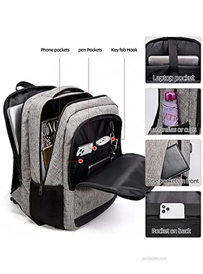 QINOL Travel Laptop Backpack Anti-Theft Work Bookbags With Usb Charging Port Water Resistant 15.6 Inch College Computer Bag for Men Women Grey