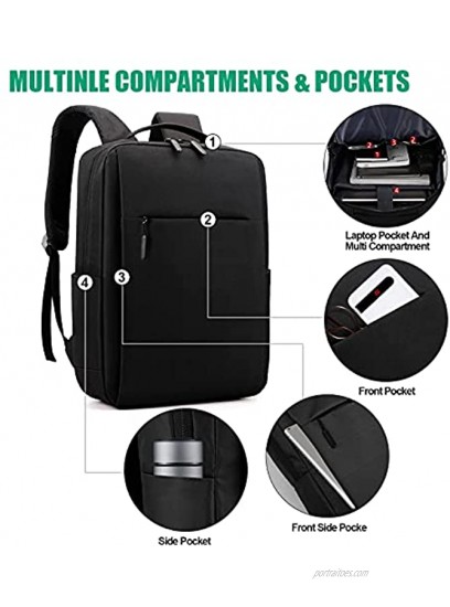 RioGree Laptop Backpack 15.6 Inch School Supplies Travel Accessories Slim Laptop Bag with USB Charging Port Business Casual or College School Backpacks Purse Gifts for Students Women Men