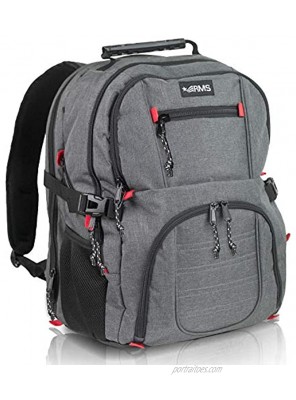 RMS Travel Laptop Business Backpack Large Capacity and Anti Theft Backpacks for Men Women or Students Fits up to 17 inch notebook Gray with Red Accents