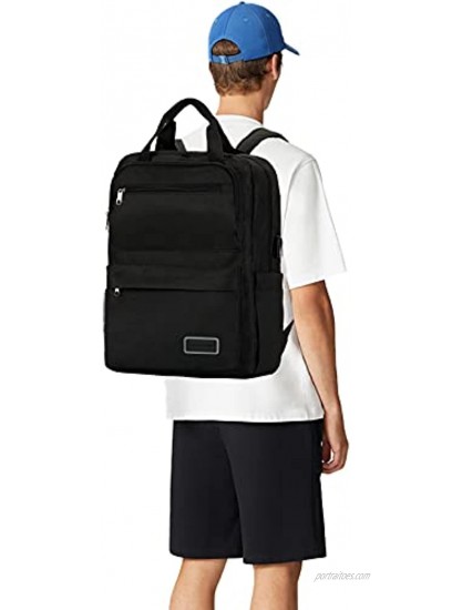 School Laptop Backpack for Women Men with Usb Charger Port Teacher Students bookbags Travel Work Computer 15.6 inch Backpacks for College Teen Boys Girls-Black