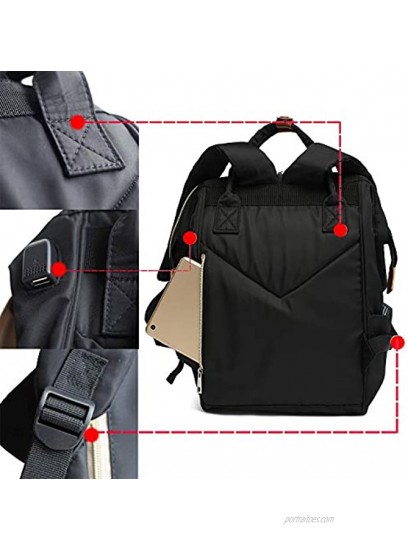 SUPEASE Laptop Backpack Casual Daypack Wide Opening 15.6 Laptop Bag Water Repellent Nylon Business Bag with USB Charging Port for Women&Men Lightweight Travel Backpack for College Travel Business