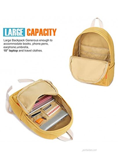 Tom Clovers Canvas Backpack Rucksack Weekender Bag Laptop Bag School Backpack Yellow