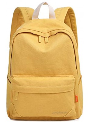 Tom Clovers Canvas Backpack Rucksack Weekender Bag Laptop Bag School Backpack Yellow