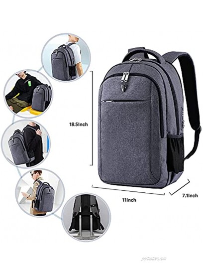Travel Laptop Backpack Business Anti Theft Slim Durable Laptops Backpack Gifts for Men & Women with USB Charging Port Water Resistant College School Computer Bag Fits 15.6 Inch Notebook Grey