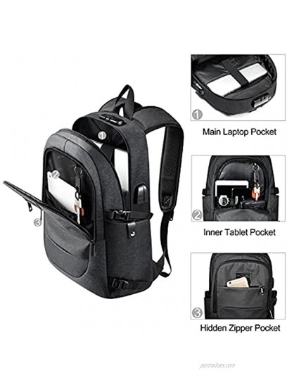 Travel Laptop Backpack Water Resistant Anti-Theft Bag with USB Charging Port and Lock 14 15.6 Inch Computer Business Backpacks for Women Men College School Student Gift,Bookbag Casual Hiking Daypack