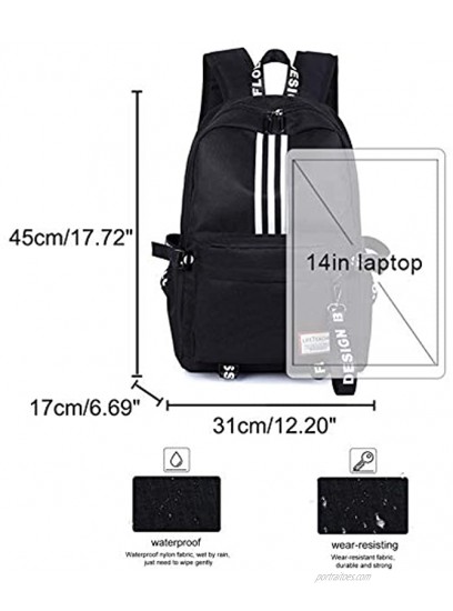 Travel Laptop Backpack Water Resistant for 14Inch Computer for Girl Teen Kids Women Ladies Lightweight College Middle School Student Bags Gift,Cute Bookbags Casual Hiking University Daypack Black