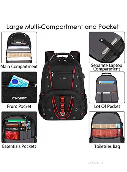 Travel Laptop Backpack,17.3 Inch Extra Large Capacity College School Bookbags with USB Charging Port,TSA Friendly Business RFID Anti Theft Pocket,Durable Heavy Duty Big Computer bag Backpack for Men
