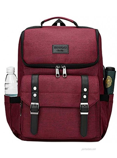 Vintage Backpack Travel Laptop Backpack with usb Charging Port for Women & Men School College Students Backpack Fits 15.6 Inch Laptop Red