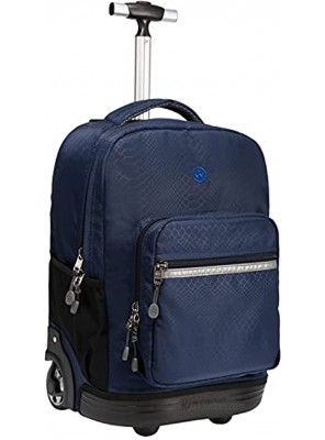 WEISHENGDA 18 inches Wheeled Rolling Backpack for Boys and Girls School Student Books Laptop Travel Trolley Bag Dark Blue