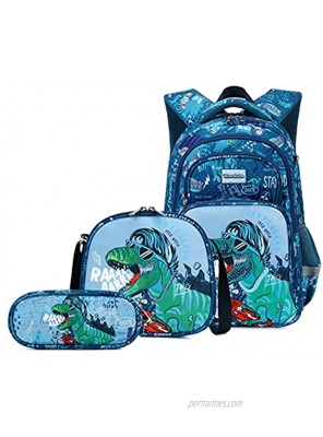 3Pcs Boys Dinosaur Backpack Set with Lunch Box Pencil Case School Book Bag for Kids Elementary Preschool