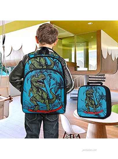 3PCS Dinosaur Backpack for Boy 16 Kids Bookbag and Lunch Box