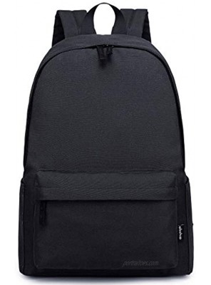Abshoo Lightweight Casual Unisex Backpack for School Solid Color Boobags Black