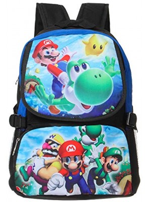ASLNSONG Anime Backpack Super Mario Cartoon 18.8L School Bag Rucksack for Teens B
