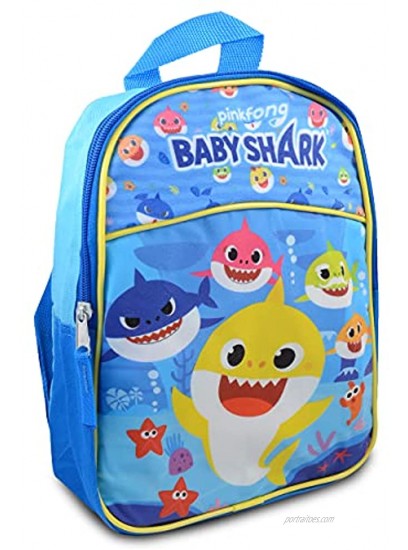Baby Shark 11 Mini School Backpack for Kids ~ 3 Pc Bundle With Small Baby Shark School Bag And Toy Story And Finding Dory Stickers Baby Shark School Supplies Set