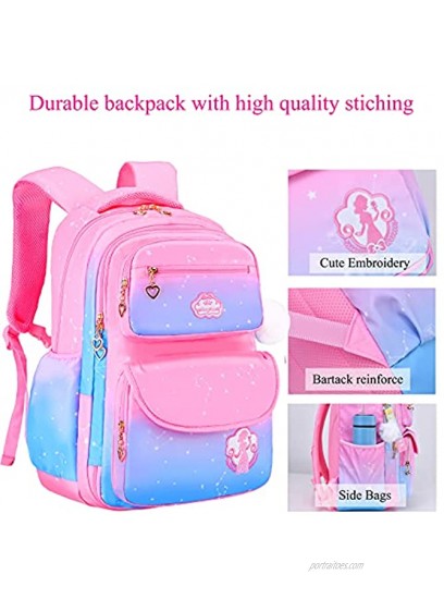 Backpack for Girls Waterproof Kids Backpacks Princess School Bag Pink Bookbags Cute Travel Daypack