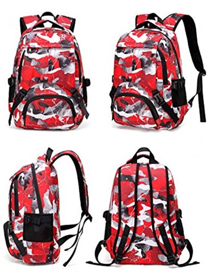 BLUEFAIRY Kids Backpacks for Boys Girls Camouflage Elementary School Bags Bookbags Lightweight Durable Red Camo