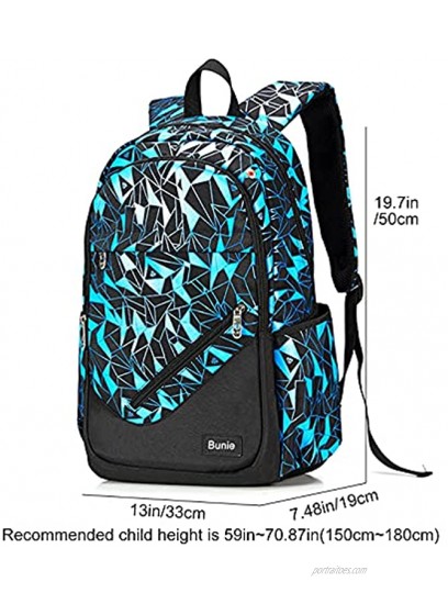 Bunie Boys Backpack for School Large Bookbag Waterproof Schoolbag Pencil Case Sling Bag Set for Middle High Casual Daypack Blue