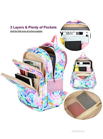 CAMTOP Backpack for Kids Girls School Backpack with Lunch Box Preschool Kindergarten BookBag Set Y0058-2 Tie Dye Blue
