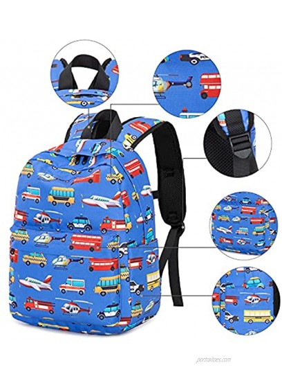 CAMTOP Toddler Backpack with Lunch Box Kid Backpacks Kindergarten School bag Set 0065 Navy Blue Car