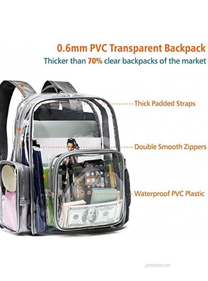 Clear Backpack F-color Heavy Duty PVC Transparent Clear Bag for Men Women