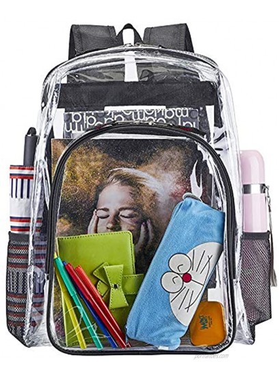Clear Backpack Heavy Duty See Through Backpack Transparent Large Bookbag for College Work Security Travel & Sports