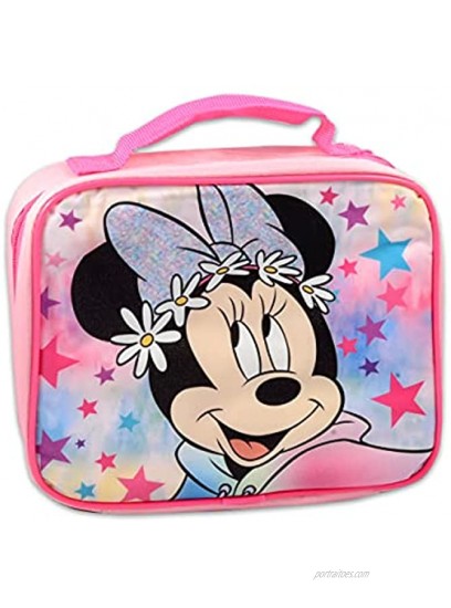 Disney Minnie Mouse Backpack With Lunch Box For Girls Kids ~ 5 Pc Bundle With 16 Minnie School Bag Lunch Box Stickers And More Minnie Mouse School Supplies