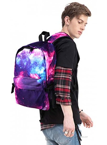 Galaxy Backpack for Women Men School Bookbag for Girls Lightweight Travel Daypack Purple
