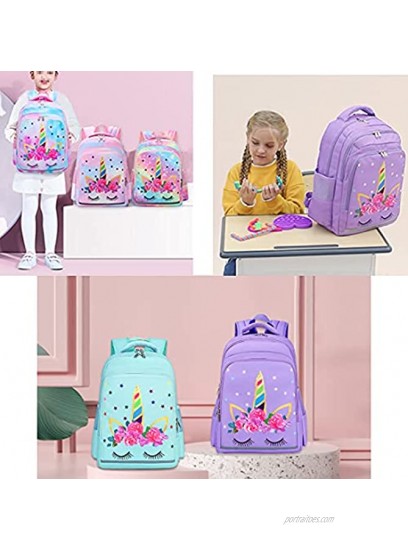Girls Backpack for School Kids Backpack Preschool Kindergarten Elementary Bookbag Unicorn-Rainbow
