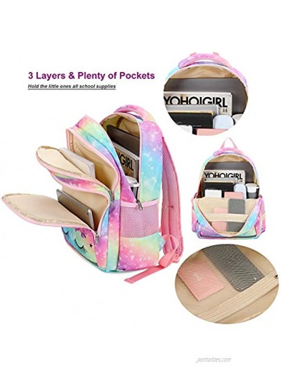 Girls Backpack for School Kids Backpack Preschool Kindergarten Elementary Bookbag Unicorn-Rainbow