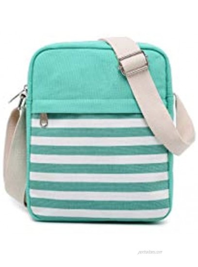 Girls School Backpack Causal Canvas Stripe Backpack Cute Teen Backpacks For Girls School Bag Green