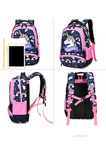 Girls School Backpacks with Lunch Box Unicorn Backpack School bag 3 in 1 Bookbag Set for Elementary