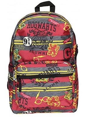 Harry Potter Hogwarts of Witchcraft and Wizardry Alumni Patch Gryffindor Allover Print Backpack Book Bag