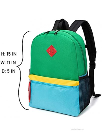 HawLander Little Kids Backpack for Boys Toddler School Bag Fits 3 to 6 years old 15 inch Green
