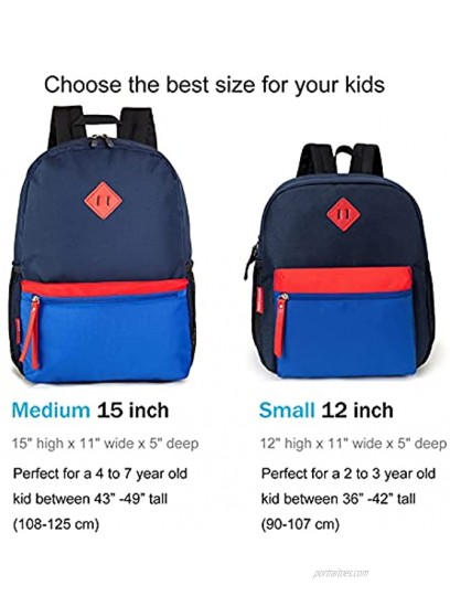 HawLander Preschool Backpack 12 inch Toddler Backpacks for Kids Boys with Chest Strap Navy Blue