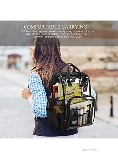 Heavy Duty Clear Backpack for Men Women School Bag Bookbag PVC Plastic Transparent Backpacks for Boys Girls Black