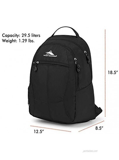 High Sierra Curve Backpack Black Black Black Black 18.5 x 12.5 x 8.5-Inch